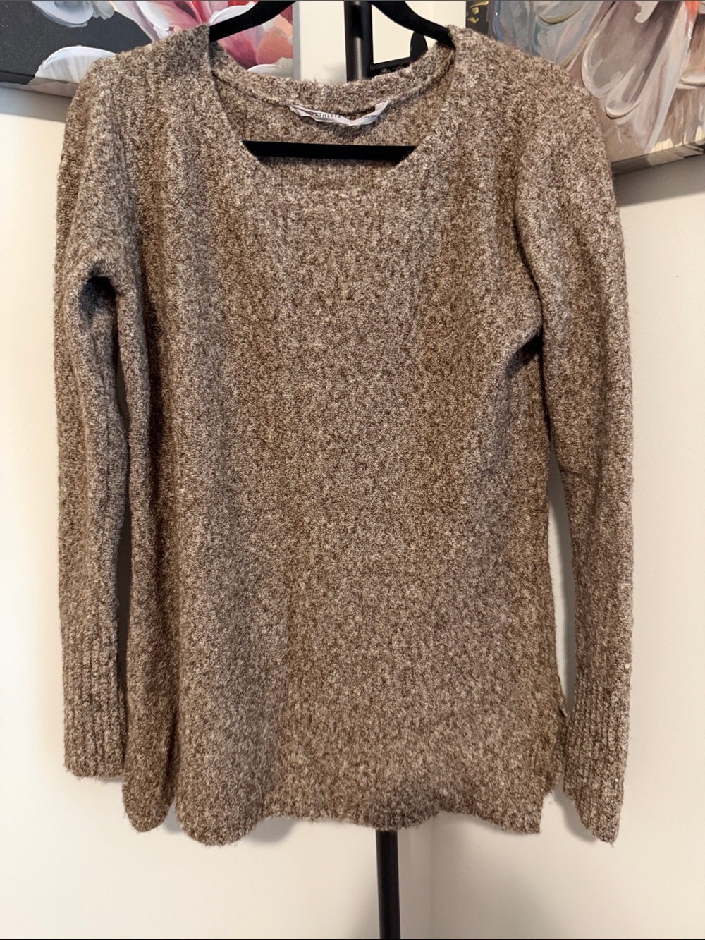 Athleta Two-Tone Taupe Crewneck Sweater